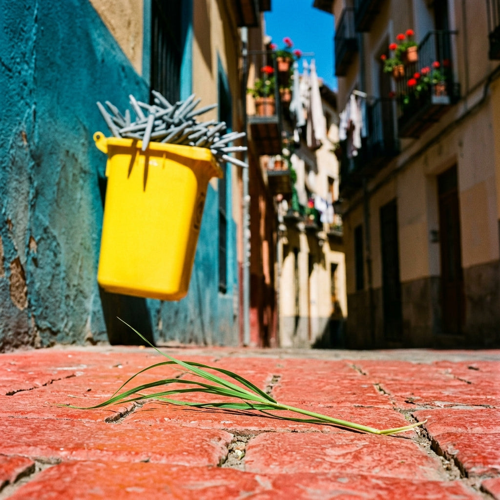 Bolígrafos en la basura y recuerdos de vetiver en la oficina